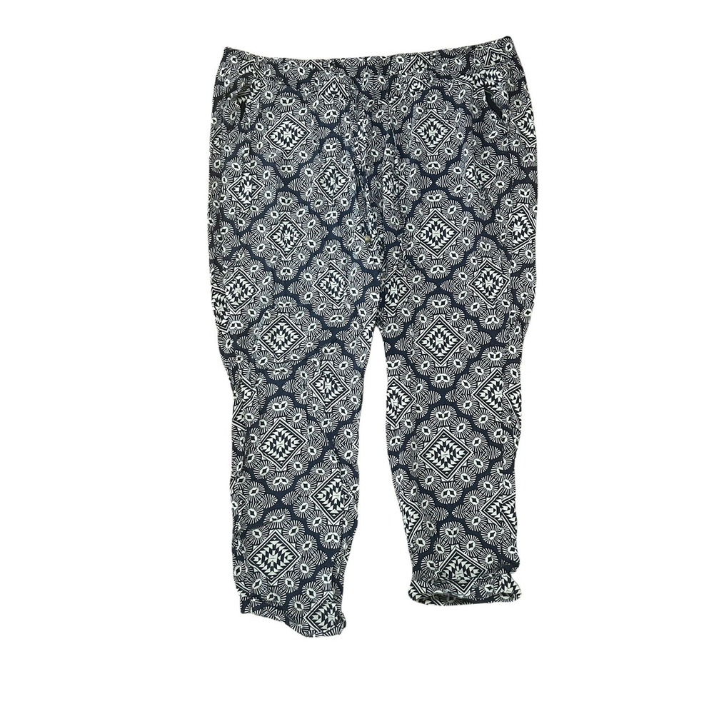 Old Navy Geometric Print Navy Blue Drawstring Pants SZ XXL Womans